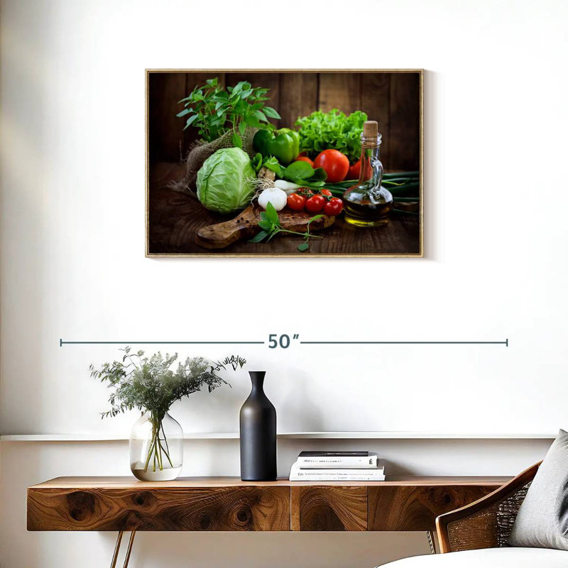 Fruits et légumes biologiques, Cadre flottant en bois naturel, 31 po x 21 po