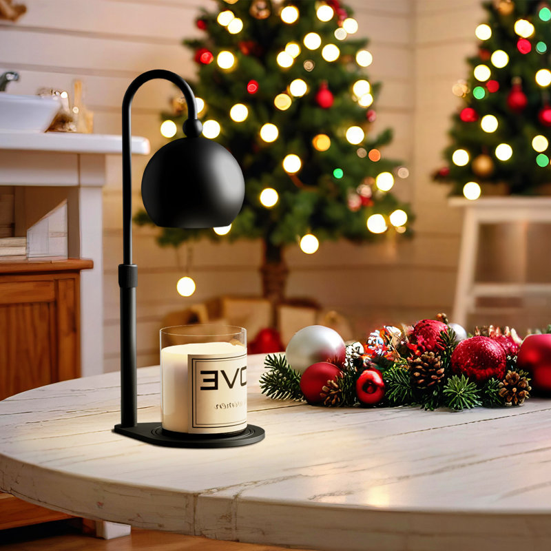 Cadeau de Noël, lampes de table chauffantes à bougie en métal, bougeoirs en métal avec ampoules à fusion de bougie, Noir