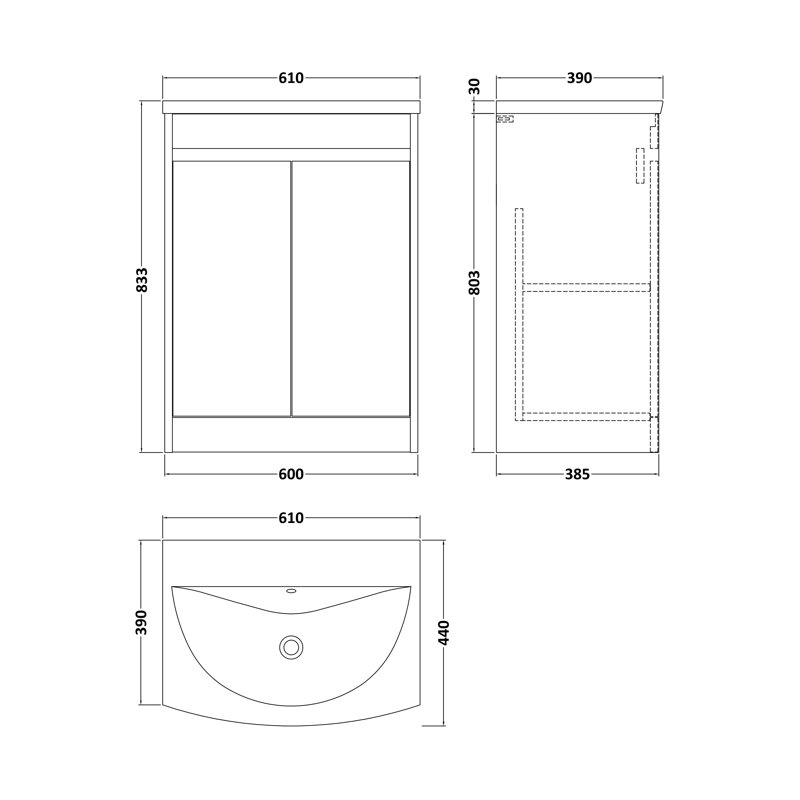 Havana Bathroom Vanity, 52cm W