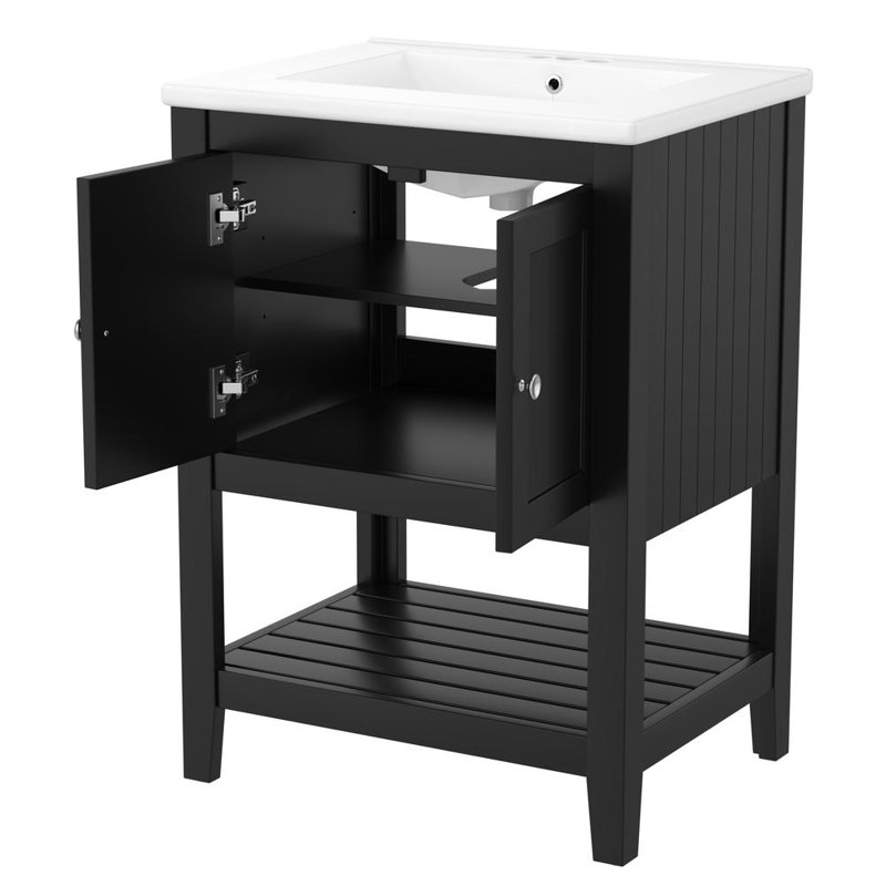 Meuble-lavabo simple 24 po, Noir