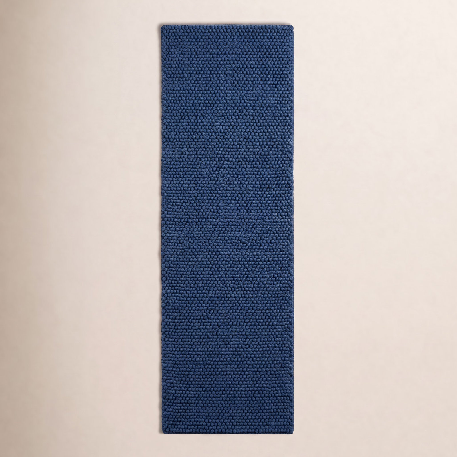 Elle Navy Blue Hand-Woven Wool Rug, Runner 2'3" x 8'