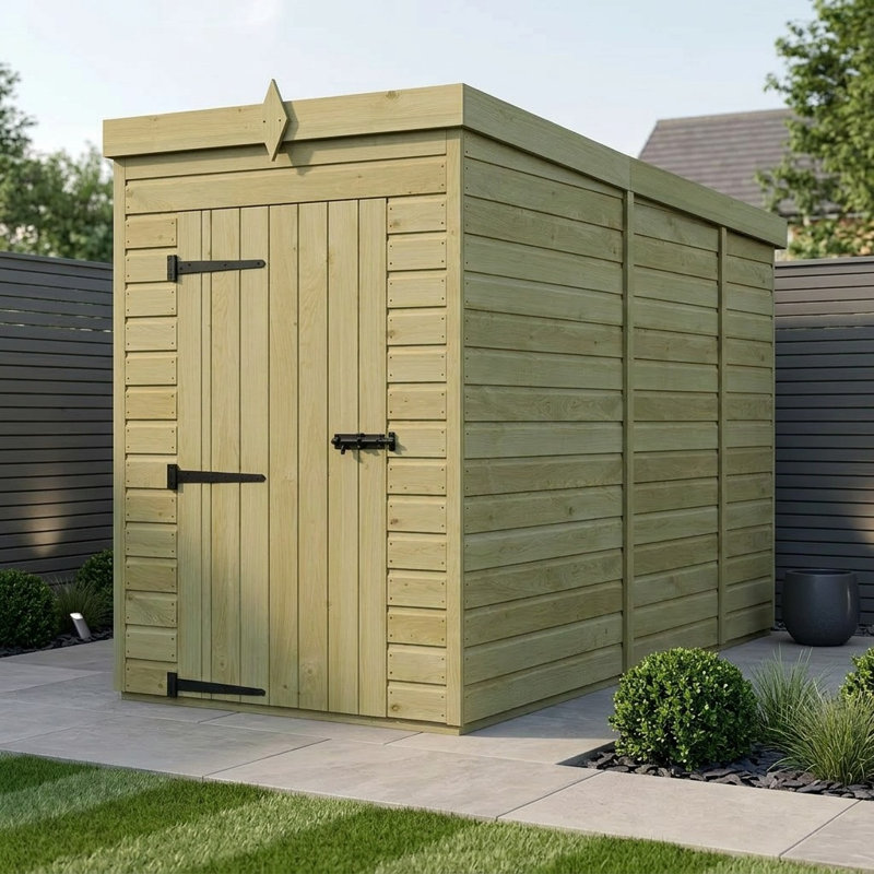 Total Sheds 4ft x 9ft Pent Garden Shed - Single Door - No Windows - Pressure Treated Timber - UK Manufactured