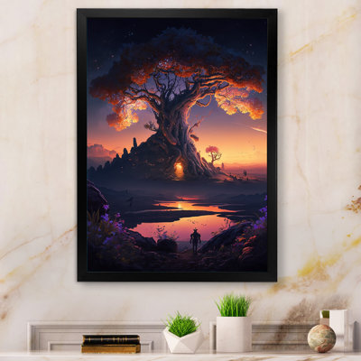 «Sunset over Bonsai Tree» par Lake II, reproduction sur toile