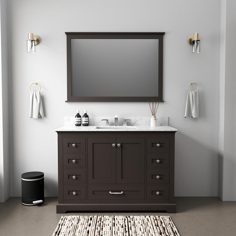 Meuble-lavabo simple l 48 po x P 22 po et miroir 46 po Dukes, Espresso
