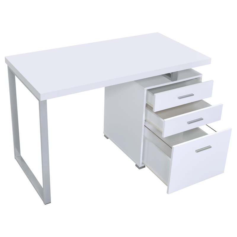 Bureau réversible blanc à 3 tiroirs