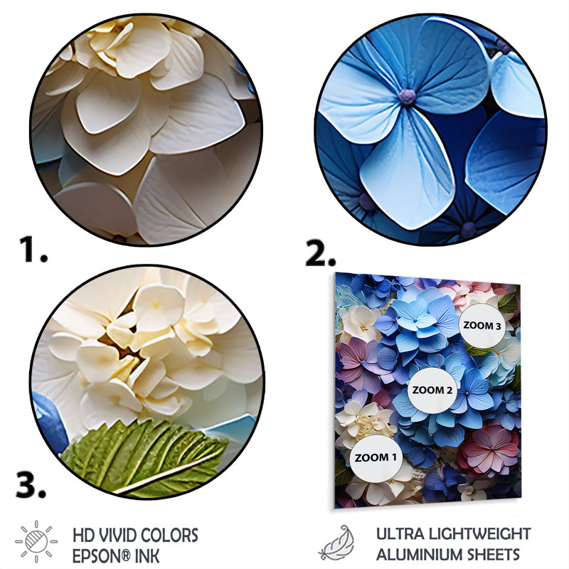 Hortensia bleu jardin enchanteur - hortensia en métal, art mural, H 32 po x l 16 po x P 1 po