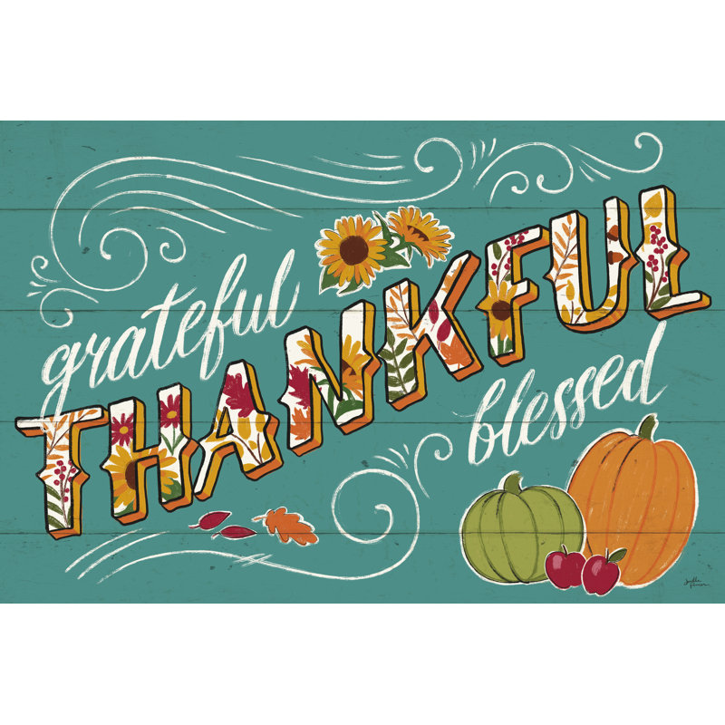 Thankful I Turquoise, H 12 po x l 18 po x P 1,25 po