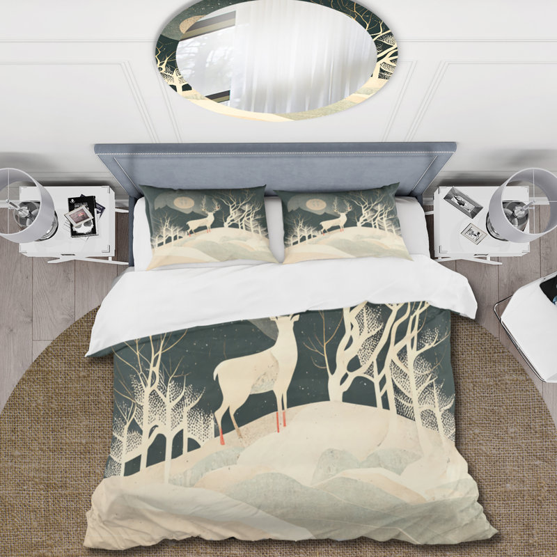 Ensemble de housse de couette en microfibre / polyester Majestic Deer In The Winter Woods II