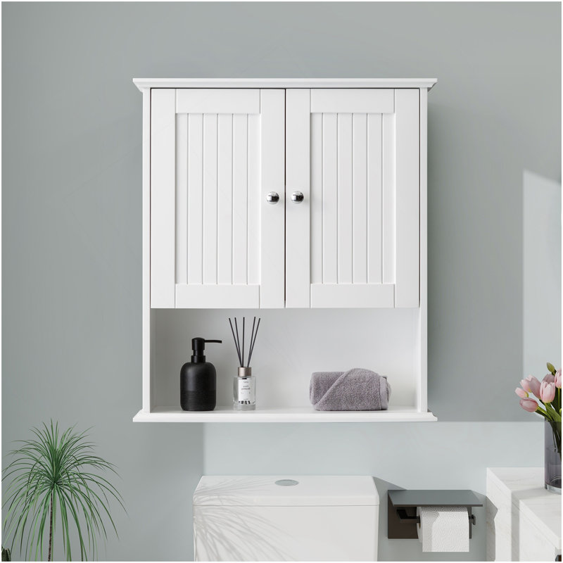 Upgraded Bathroom Wall Cabinet Over The Toilet Storage Cabinet Wall Mounted Storage Cabinet Wooden Medicine Cabinets, White