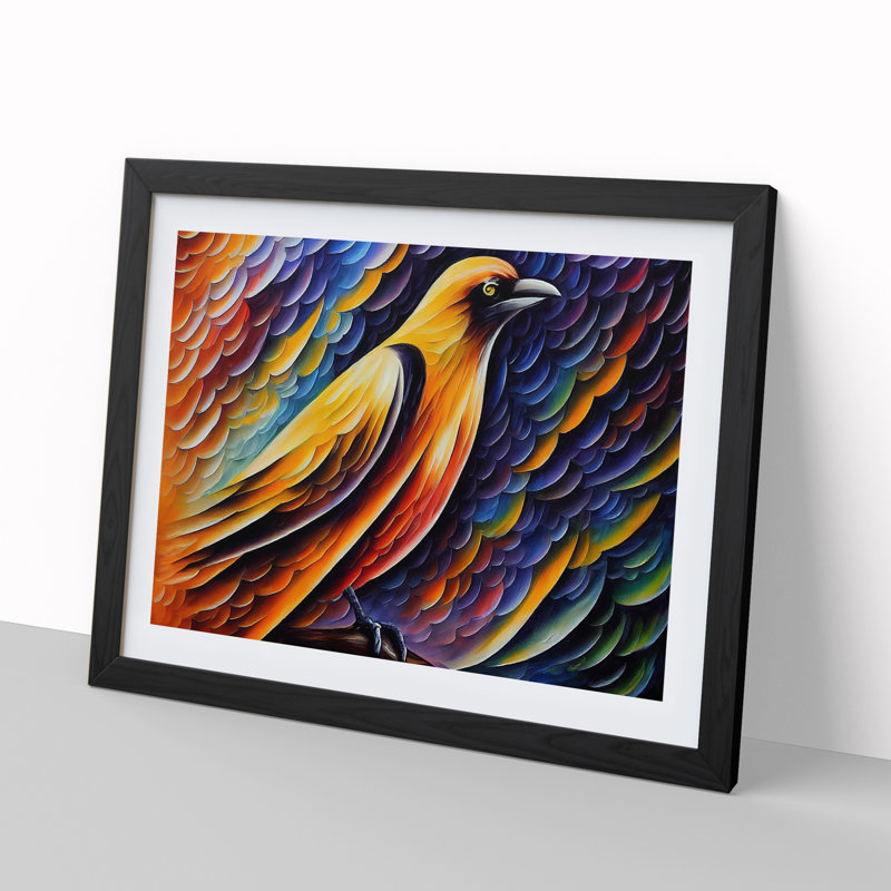 Crow Bird Vol.2 Abstract - Framed Print, 25cm H x 34cm W x 2cm D, Black