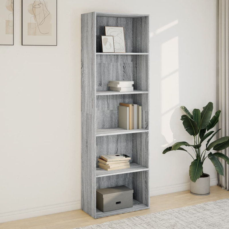 Analuisa Bookcase, (4 Shelves) 189cm H x 60cm W x 30cm D, Grey Sonoma