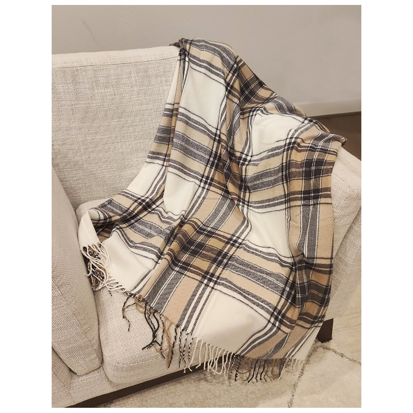 Sevan Collection Hand Woven Throw Blanket, Brown