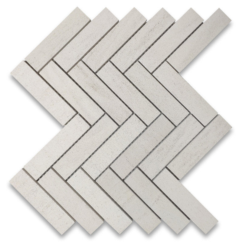 Moleanos 9" x 11" Marble Herringbone Mosaic Wall & Floor Tile