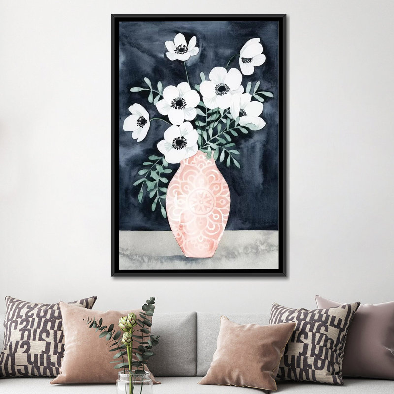 «Nighttime Anemones II», impression sur toile, H 60 po x l 40po x P 1,5 po, Toile avec cadre noir, Pas de tapis