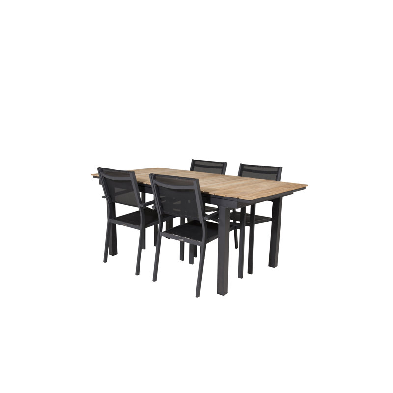 Anoki 4 - Person Teak Patio Dining Set with Extendable Rectangular Table