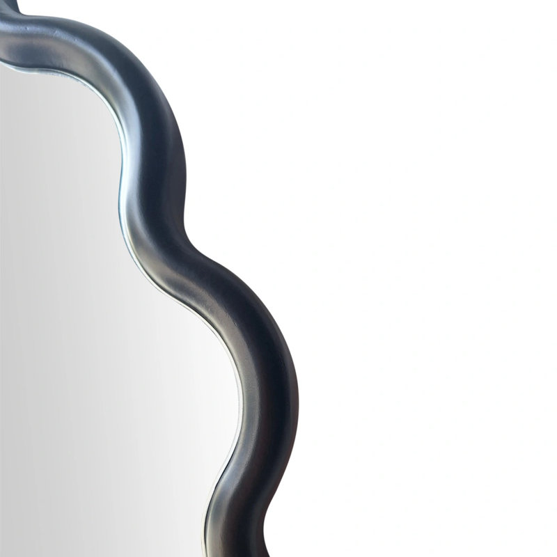 Round Wave Mirror, Black