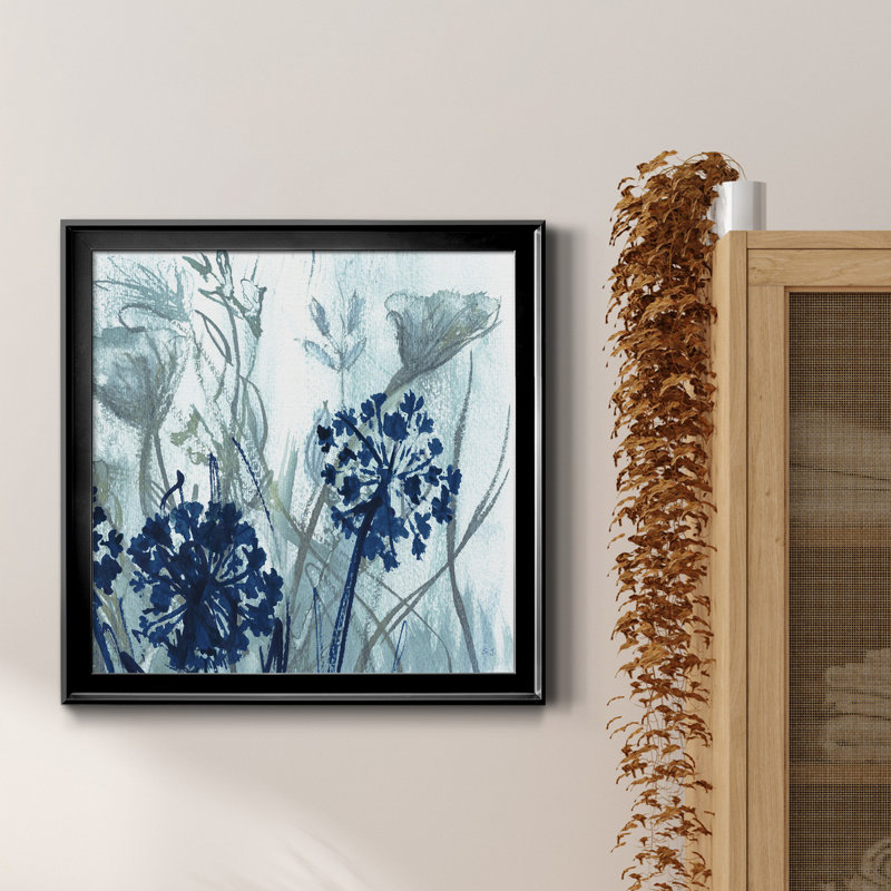 Indigo Field II - Peinture sur toile encadrée, Cadre noir, H 34,5 po x l 34,5 po x P 1,5 po