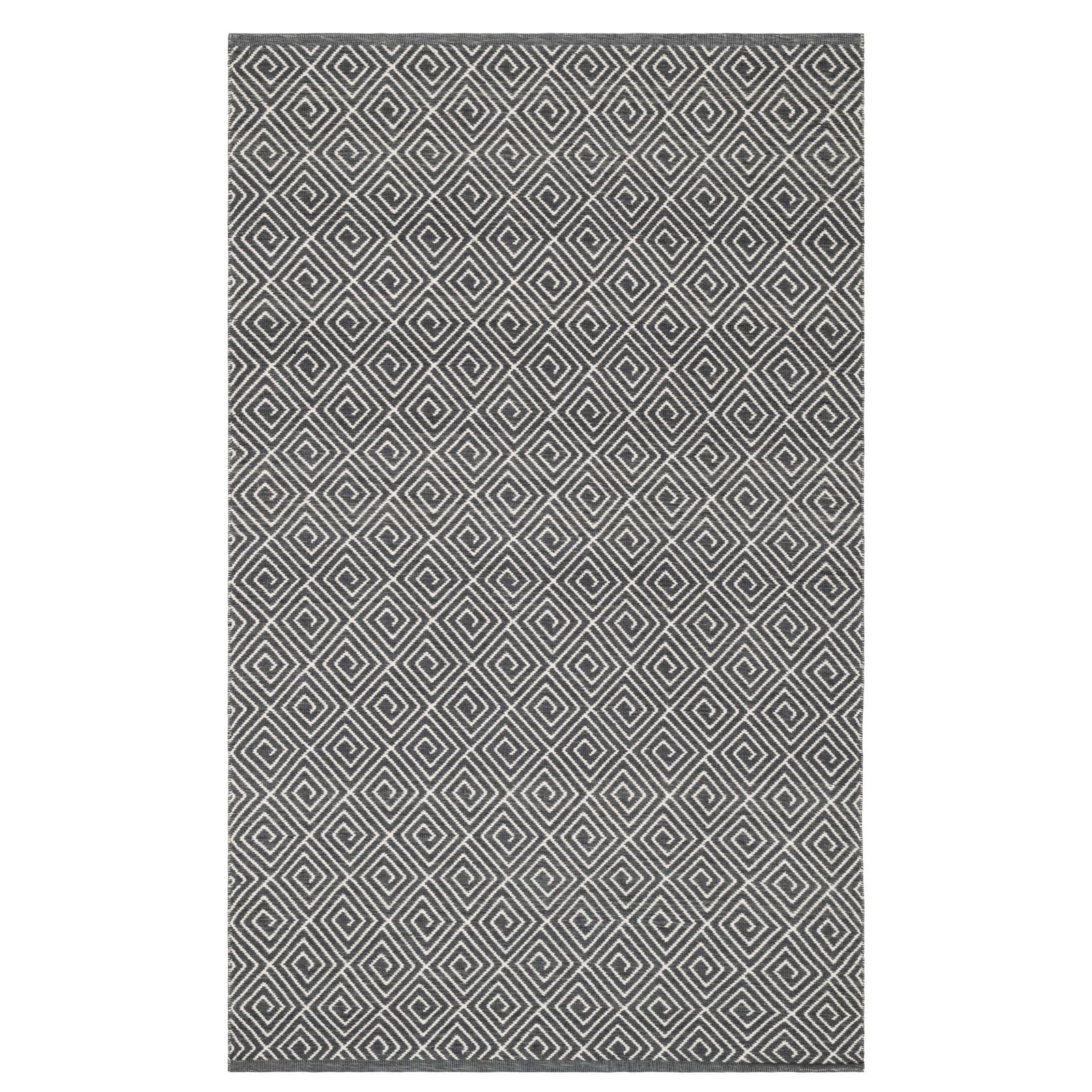 Geo Diamond Grey/Ivory Handwoven Wool Rug, Runner 2'6" x 8'