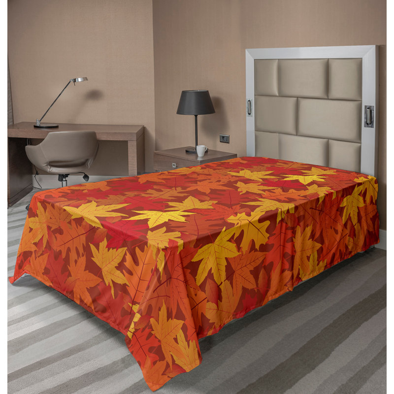 Ambesonne Nature Top Flat Sheet Glisten Fish Sunlight King Blue Purple White, Twin XL Flat Sheet, Burnt Orange Floral