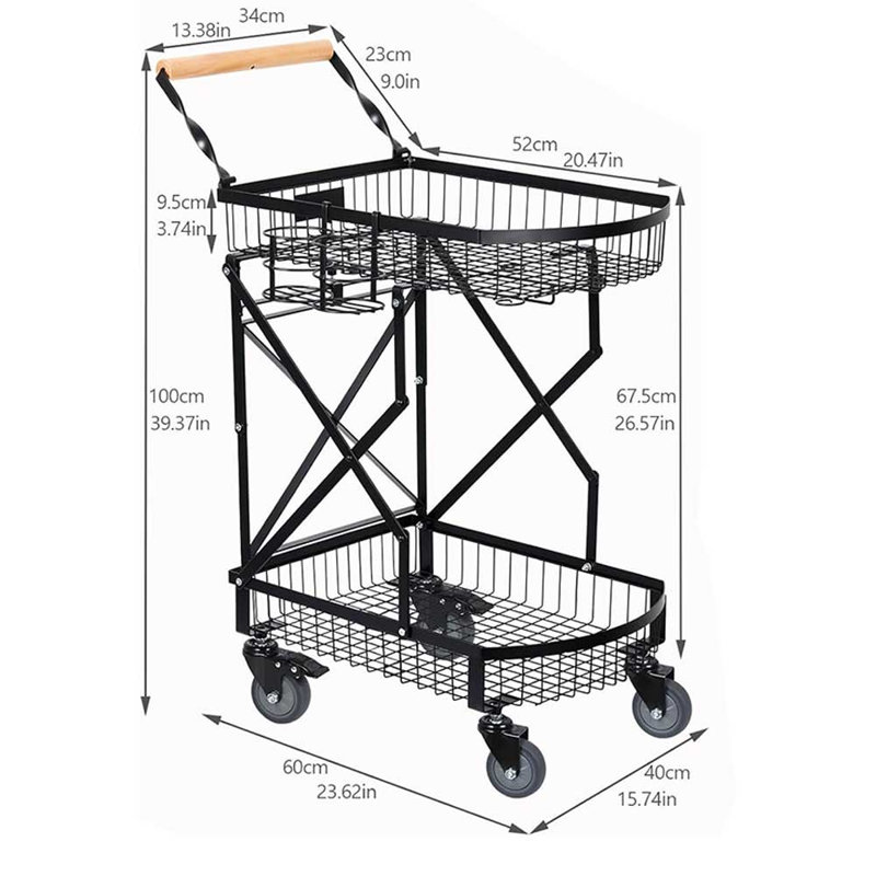 Chariot utilitaire avec poignée en bois