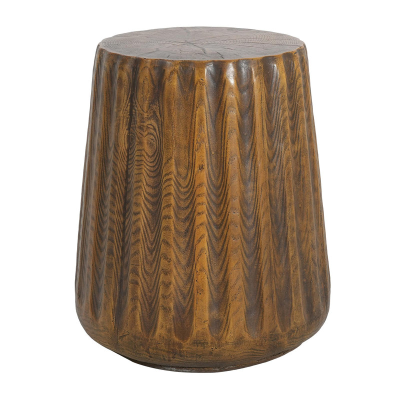 MGO Outdoor Indoor Side Table - Durable Tree Stump Style End Table For Patio, Garden, Living Room, 16.61" Height, Brown Wood Grain Finish