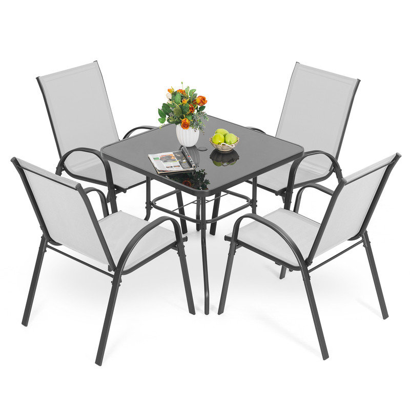 Patio Dining Set Umbrella Hole Included Table,
