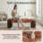 Mid-Century Modern Upholstered Bench - Chenille Palm Leaf Print with Curved Walnut Legs for Entryway or Bedroom-654253357