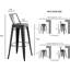 Ensemble de 4 tabourets de bar 30 po noir sablé industriel rustique contemporain avec dossier en forme de seau, noir mat