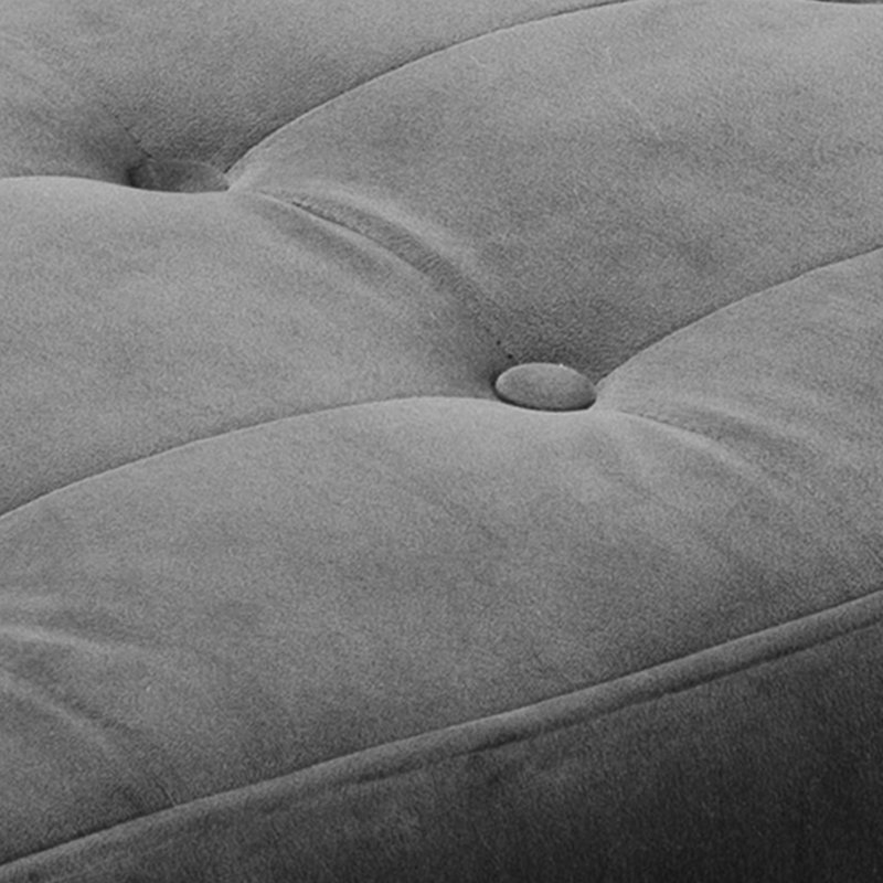 Banc rembourré Evalene, Velours gris foncé, H 17,7 po x l 40 po x P 16,1 po