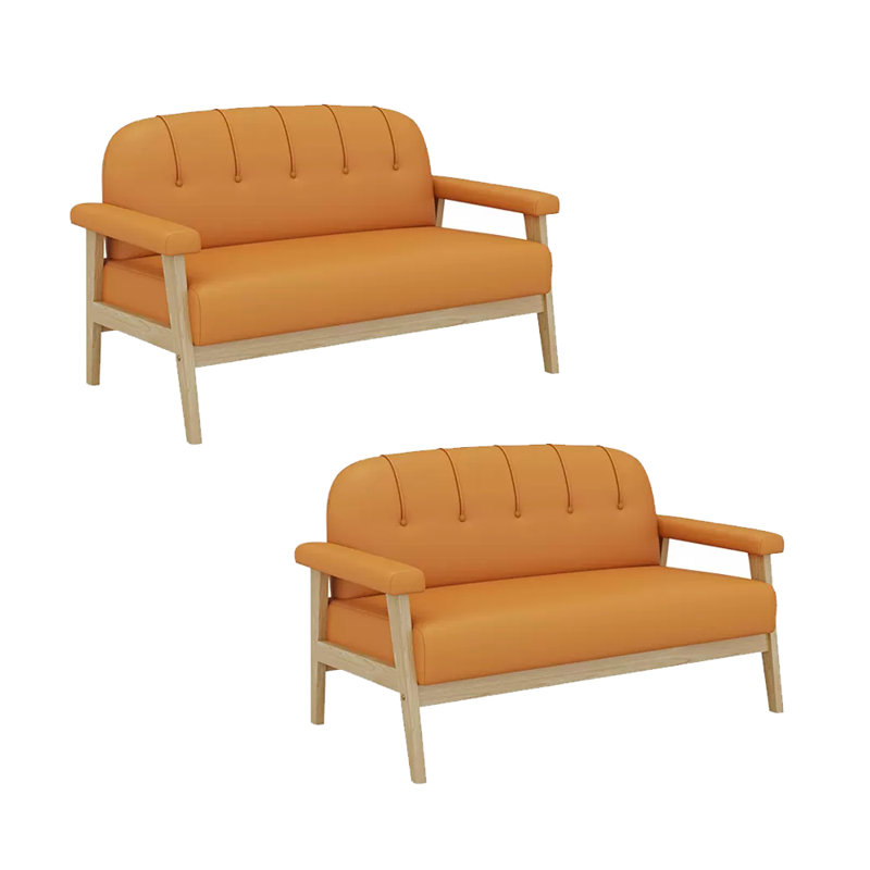 Banc rembourré en similicuir, Orange