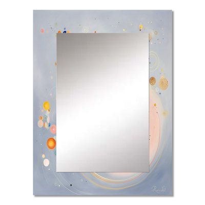 Cosmic Blueprint Vintage Universe Illustration II - Abstract Spirals Decorative Mirror, Gold Large Wall Mirror, Printed Metal Art