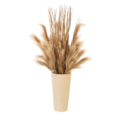 Pampas Grass in Wavy Textured Pot