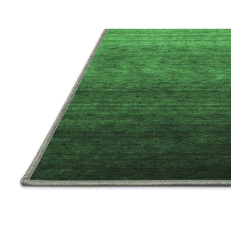 Tapis contemporains vert émeraude lavable à la machine 1781, Rectangle 4 pi x 6 pi