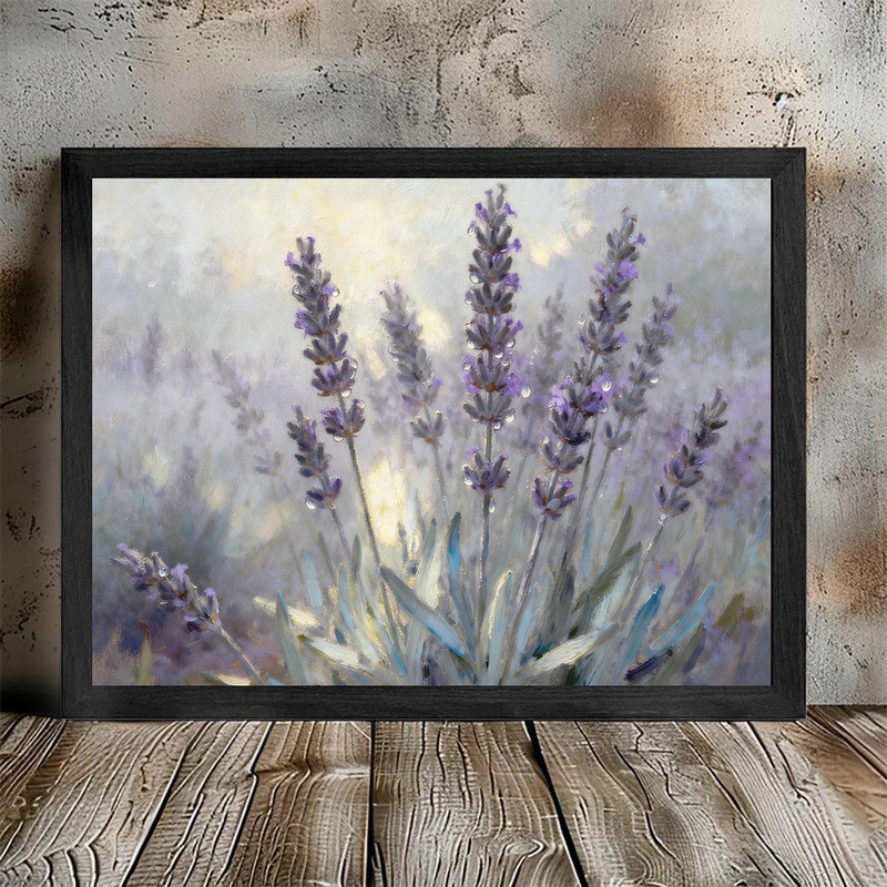 «Black Dreamy Lavender Blossom», impression sur toile, paysage floral mauve serein, H 9 po x l 11 po
