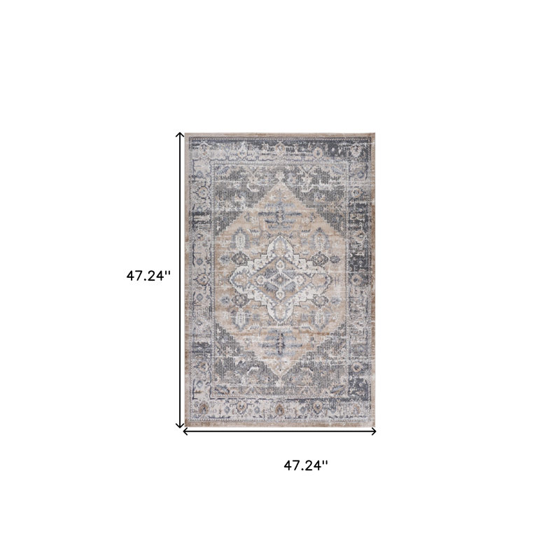 4' X 6' Gray and Brown Oriental Distressed Area Rug
