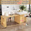 Îlot de cuisine extensible moderne avec table de bar, dessus en faux marbre, casier à vin, porte-verres à pied et tiroirs doubles, couleur naturelle-1823954143