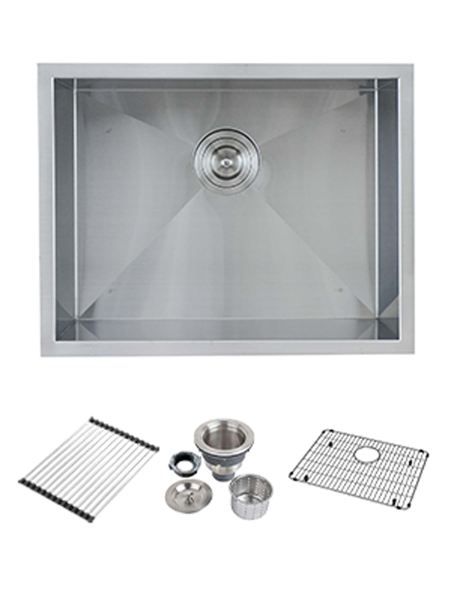 KBFmore 23 L x 18 W Undermount Kitchen Sink with Strainer and Bottom Sink  Grid