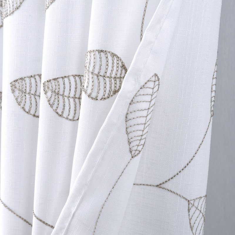 Leaf  Embroidered Shower Curtain, Taupe
