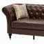 Canapé Chesterfield en similicuir brun cognac de 88,5 pouces avec capitonnage à boutons
