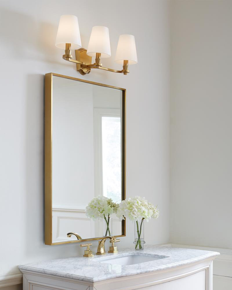 Winthrop 3-Light Dimmable Vanity Light, Burnished Brass
