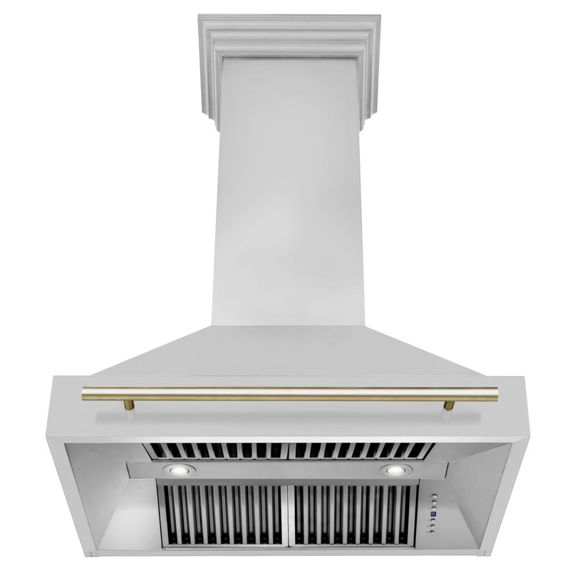 36" Autograph Edition 700 CFM Ducted Wall Mount Range Hood, Stainless Steel/Polished Gold