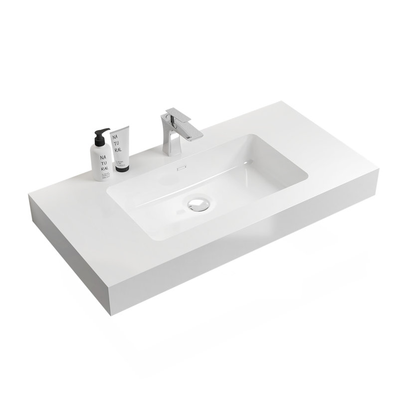 ntegrated Solid Surface Basin WITHOUT Drain And Faucet, Glossy White Color