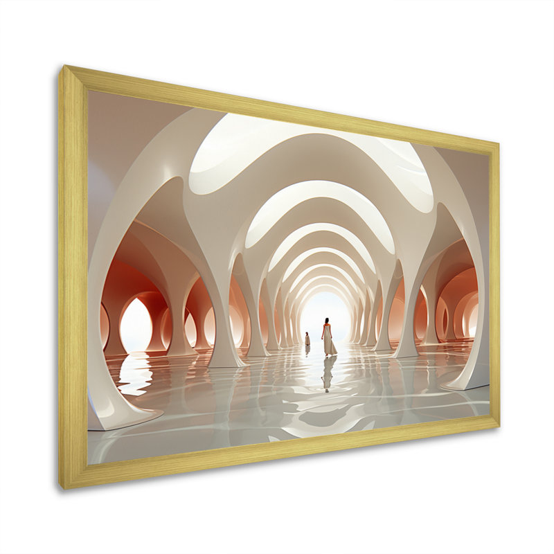White Tunnel Contemporary Path, reproduction d'art sur toile, Cadre doré à une seule photo, H 30 po x l 40 po x P 1,5 po