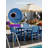 All Weather Outdoor Table and Chairs 7 Pieces Patio Dining Sets Outside Furniture With Umbrella Hole& Aluminum Frame HIPS Modern Patio Dining Set for 6 Person for Outside Backyard/Porch/Deck, 1-Table 6-Chairs, Dark Blue-123192662
