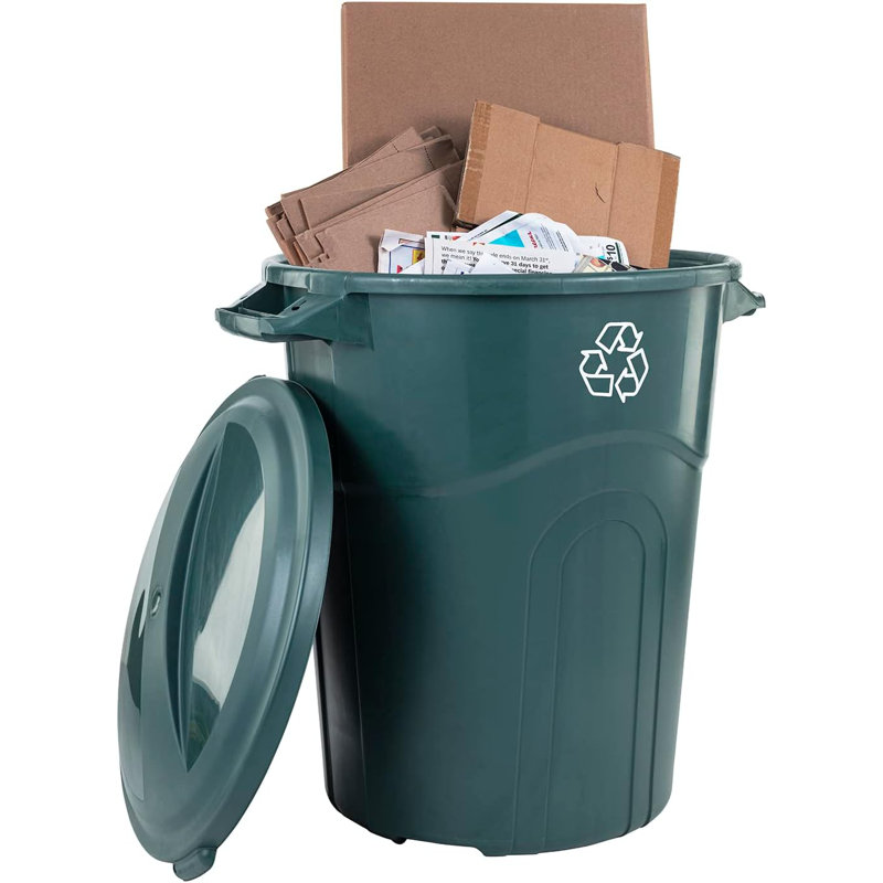 Eco Green 20 Gallon Round Plastic Outdoor Trash Cans, 2-Pack