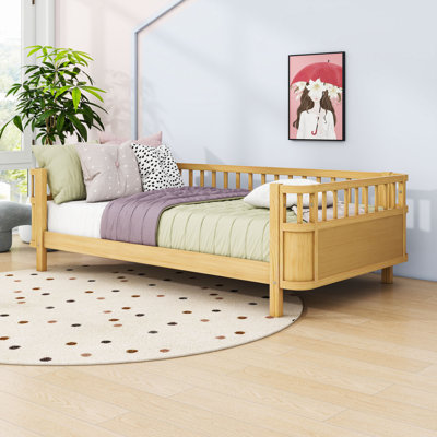 Multifunctional Wooden Platform Bed with Removable Rails