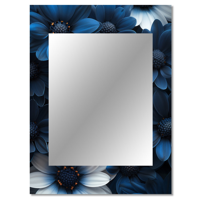 Nocturnal Nirvana blanc bleu Mums - Mums miroir, miroir mural traditionnel unique, impression d'art en métal, 40 po x 30 po