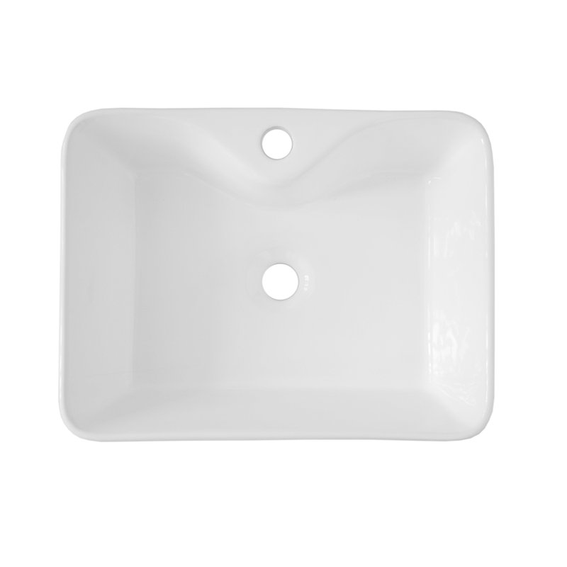 19"X15" White Ceramic Rectangular Vessel Bathroom Sink