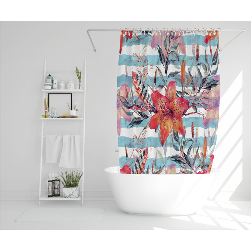 Lavendale Polyester Shower Curtain Set