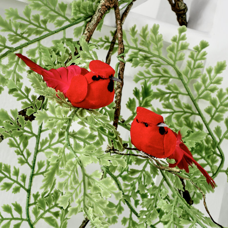 Ensemble de 24 ornements à pinces mini cardinal